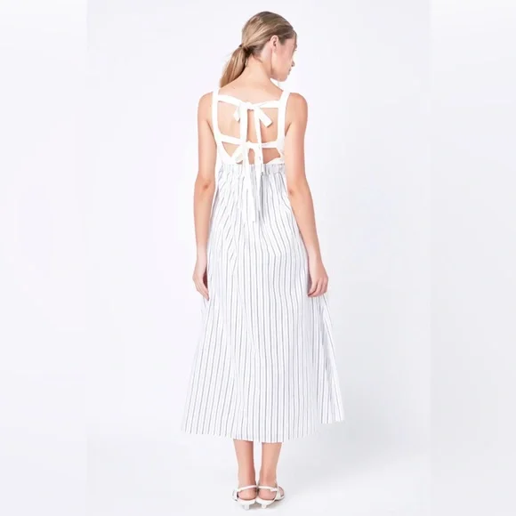 Chic White and Blue Striped Maxi Dress NWOT - Picture 3 of 11